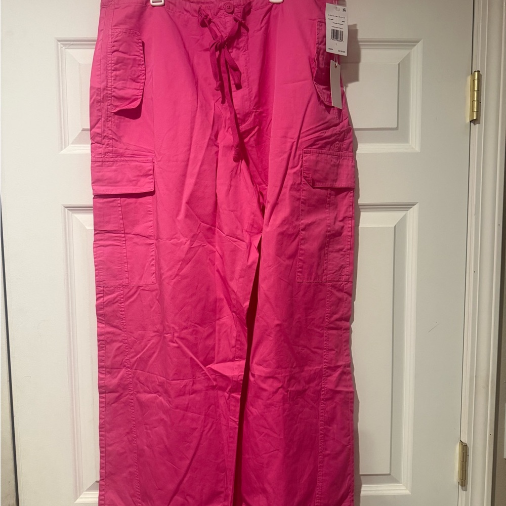 Good American Malibu Pink Parachute Pants